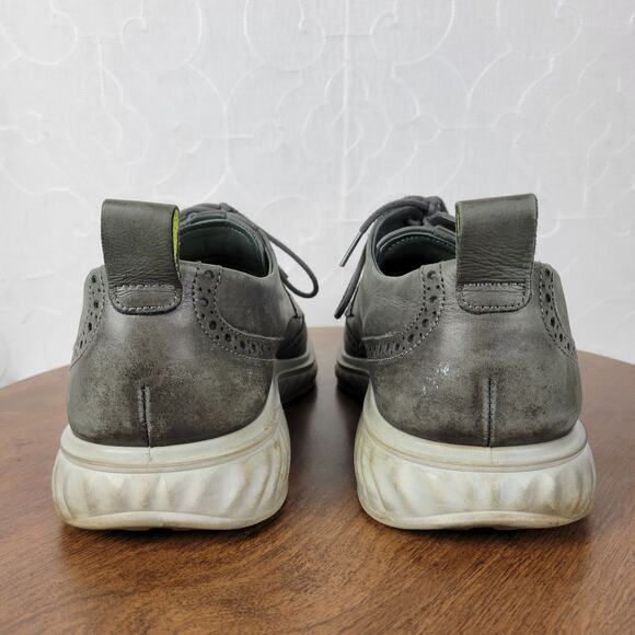 ECCO Mens St 1 Hybrid Lite Brogue Wingtip Magnet Shoes 10 Gray Leather Oxford - Picture 6 of 16